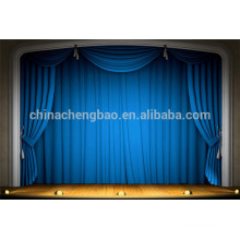 China fire retardant motorized stage curtain with blue color